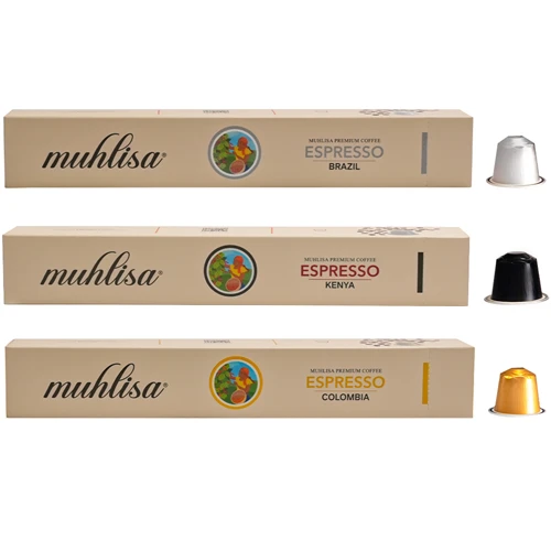 Muhlisa Espresso 3 Çeşit Kapsül Kahve Seti Brazıl, Kenya, Colombia (30 KAPSÜL)