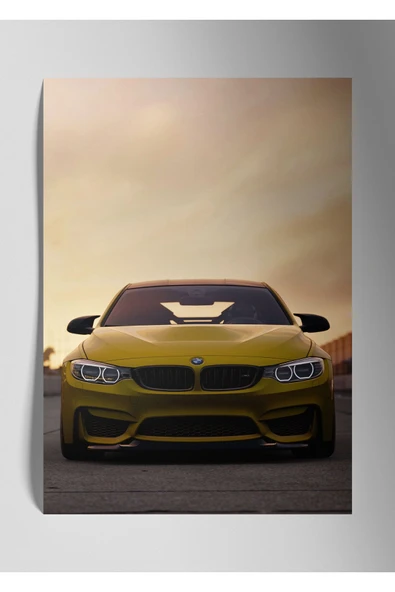 Yellow BMW - Metal Tablo