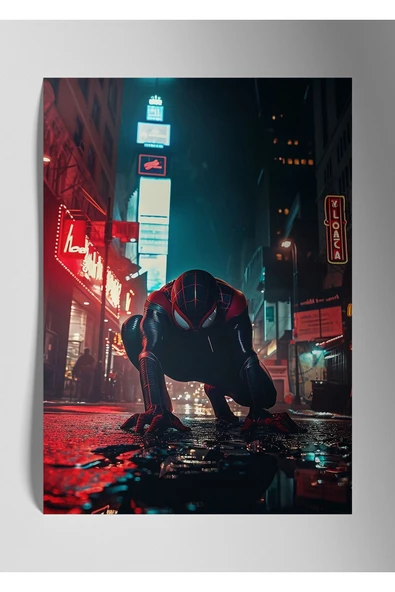 Metal Baskı Parlak Duvar Tablosu - SpiderMan Miles Morales Marvel