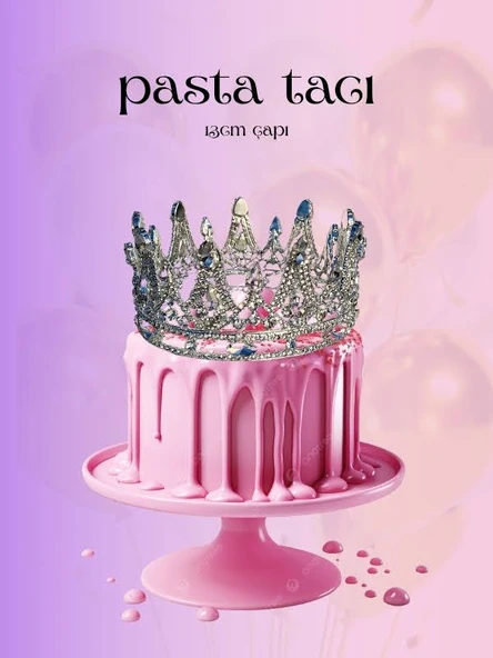Pasta Tacı Doğum Günü Taçı Kraliçe Tacı Pasta Tacı Kına Düğün Tacı Kral Gümüş Kaplama 13cm
