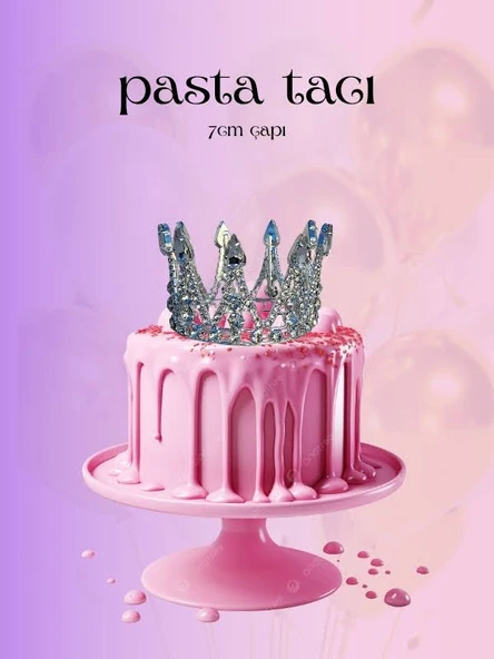 Pasta Tacı Doğum Günü Tacı Kraliçe Tacı Brithday Tacı Kına Düğün Tacı Üçgen Gümüş Kaplama 7cm