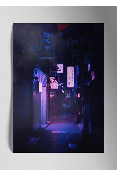 Metal Baskı Parlak Duvar Tablosu - Neon Tokyo