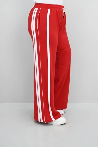 Kadın Büyük Beden Yan Şerit Detaylı Bol Paça Eşofman Altı 6339-25 - 6