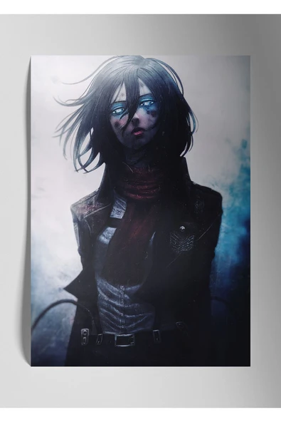 Metal Baskı Parlak Duvar Tablosu - Mikasa Ackerman Anime