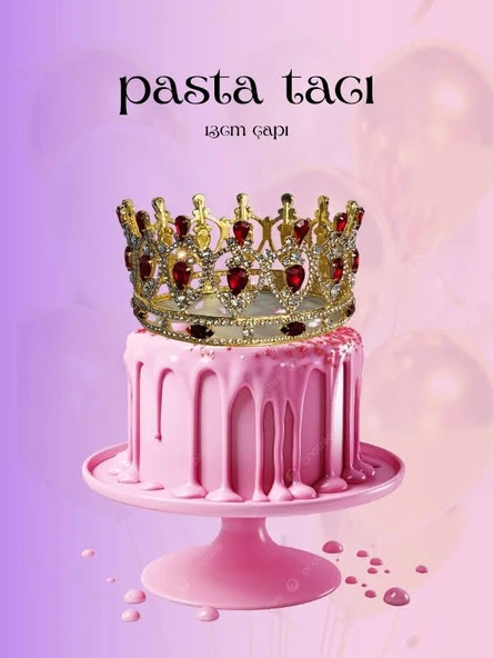 Pasta Tacı Doğum Günü Tacı Kraliçe Tacı Brithday Tacı Kına Düğün Tacı Damla Gold Gümüş Kaplama 13cm