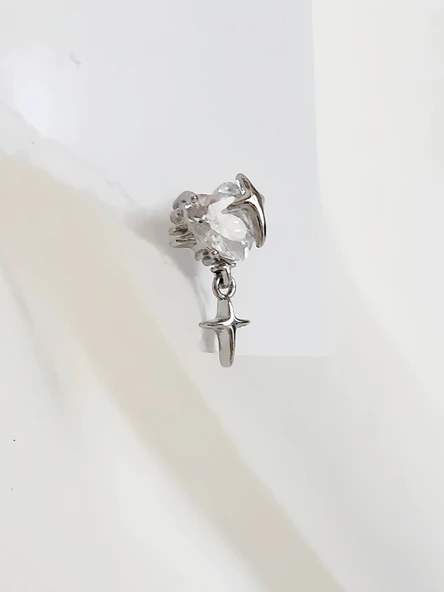 Bombeli Kalp Yıldız Model Kıkırdak Piercing Tragus Helix Altın Gümüş Renk Küpe - 2