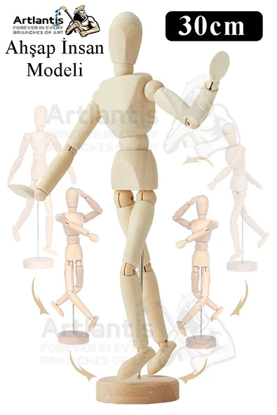 Ahşap İnsan Modeli 30 cm 1 Paket İnsan Figürlü Ahşap Model Manken Resim Ressam Eğitimi Tahta Adam Kukla Stilist