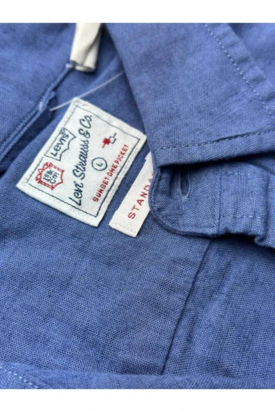 keten karışımlı standart fit uzun kol erkek gömlek sh-43356 - 3
