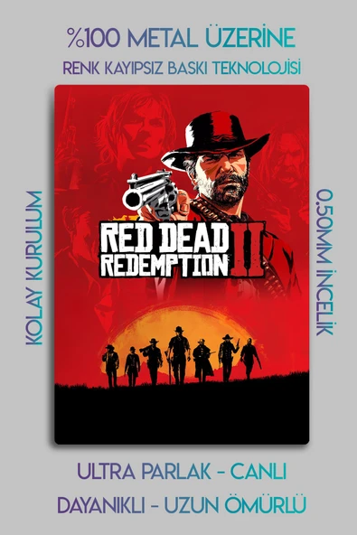 Metal Baskı Parlak Duvar Tablosu - RDR2 - Red Dead Redemption 2 - 2