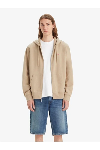 Levis Renksiz Erkek Kapüşon Normal Düz  Önden fermuarlı Sweatshirt A7770-0002