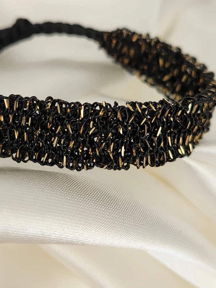 Zincir Dokuma Kordon El Yapımı Otantik Siyah Gold Renkli Bileklik - 4