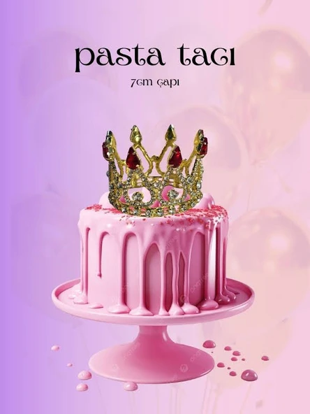 Pasta Tacı Doğum Günü Tacı Kraliçe Kral Tacı Brithday Tacı Kına Düğün Elmas Kırmızı Gümüş Kaplama 7cm