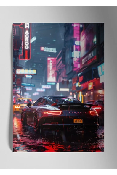 Metal Baskı Parlak Araba Duvar Tablosu - Porsche