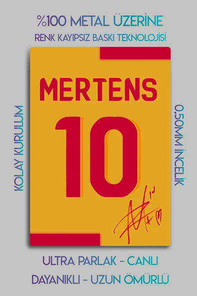 Metal Baskı - İmzalı Dries Mertens, Sarı Kırmızı Taraftar, Dekoratif Tablo - Resim 2