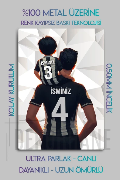 Metal Baskı - Kişiye Özel Kara Kartal, Besik tas, Baba Oğul Taraftar Tablosu - Resim 3