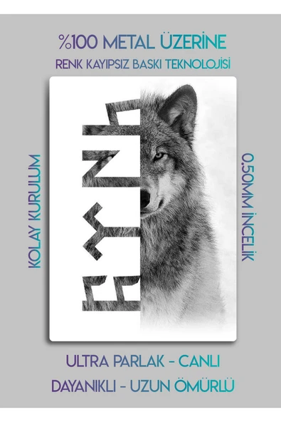 Türk Mitolojik Kurt - Metal Baskı Duvar Tablosu - Resim 2