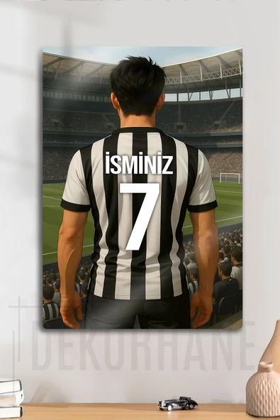 Metal Baskı - Kişiye Özel Taraftar Tablo, Siyah Beyaz, Kara Kartal, Kişiselleştirebilir Stadyumlu ürün görseli