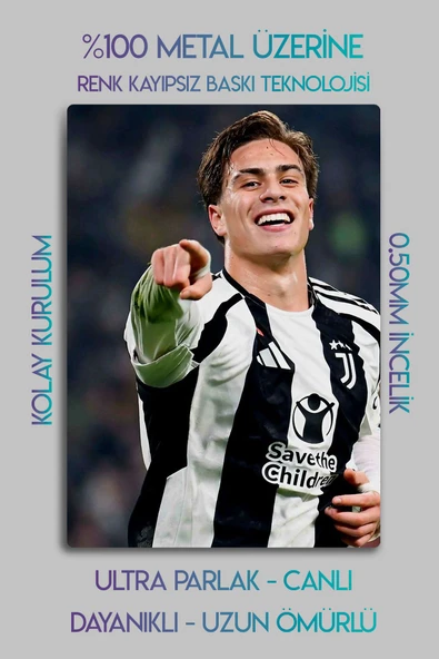 Metal Baskı, Kenan Yıldız Juventus, Juve - Parlak Dekoratif Sporcu Duvar Tablosu - 2