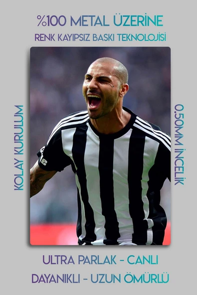 Metal Baskı, Ricardo Quaresma B.JK Bessiktas - Parlak Dekoratif Sporcu Duvar Tablosu - 2