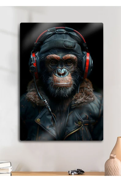 Maymun Stilist Monkey - Dekoratif Metal Tablo