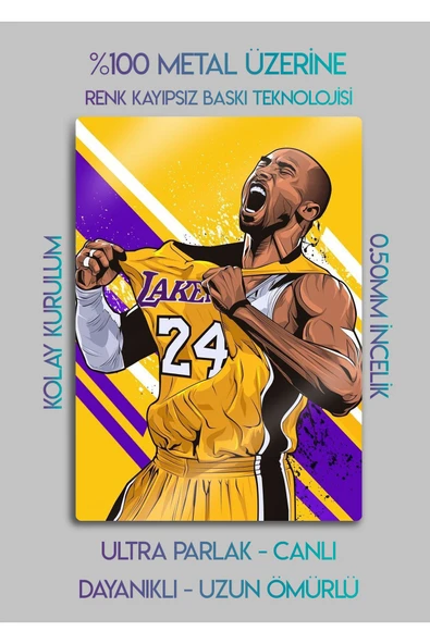 Kobe Bryan, LA Lakers - Parlak Metal Baskı Tablo - 2