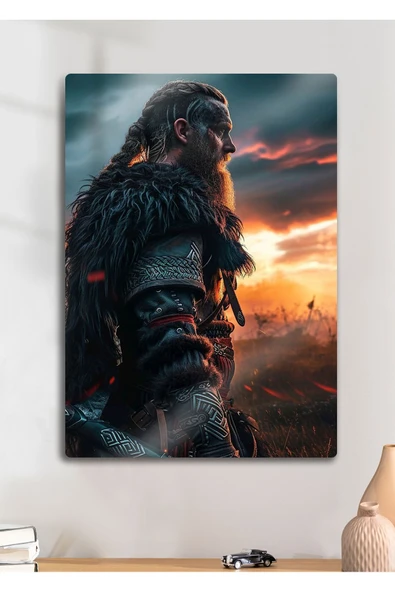 Ragnar Lodbrok, Vikings - Parlak Metal Baskı Tablo