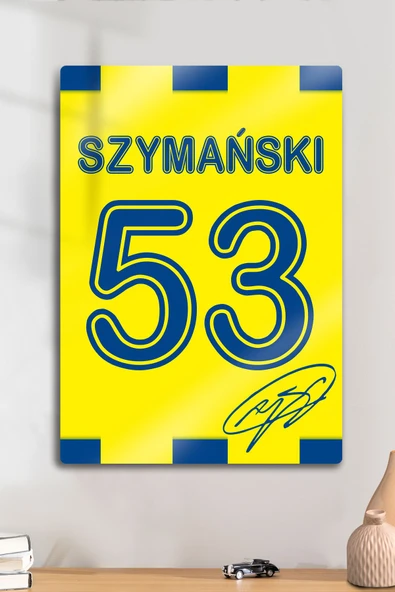 Metal Baskı - İmzalı Szymanski, Sarı Lacivert Taraftar, Dekoratif Tablo