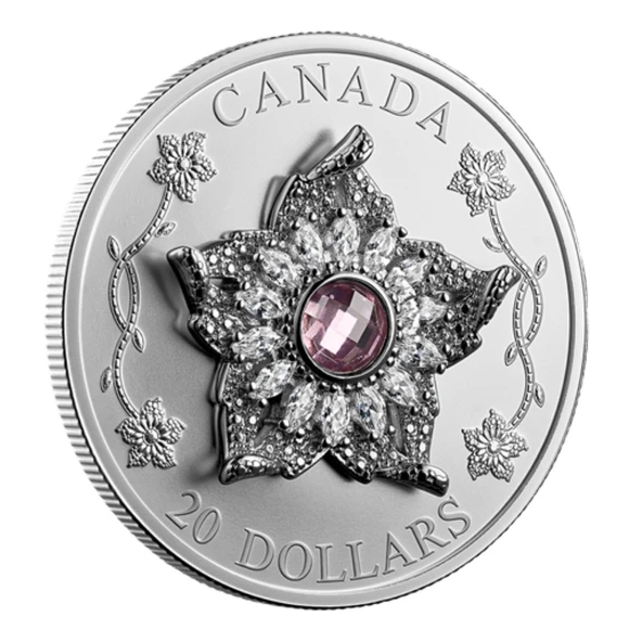 AgaKulche Maple Leaf Broş Gümüş Sikke Coin - 3