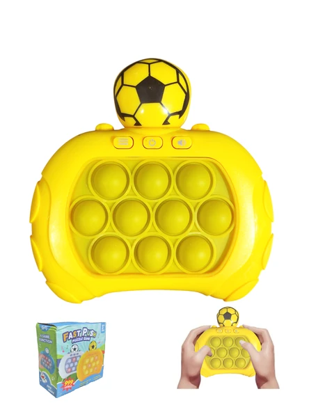 Popit Makinesi Işıklı Oyun Fast Push Pilli Fidget Kabarcık - Futbol Sarı