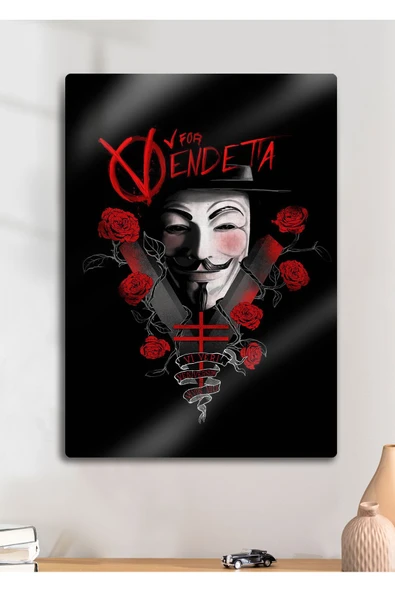 V for Vendetta - Metal Baskı Dekoratif Tablo