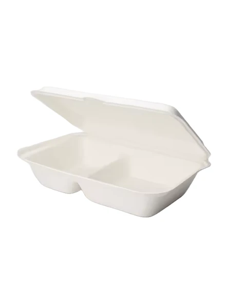 Şeker Kamışından Ekolojik 2 Bölmeli Yemek Kabı - 50 Adet