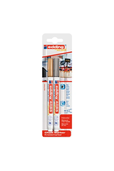 Edding 4085 Tebeşir Chalk Kalem Seti Altın-gümüş