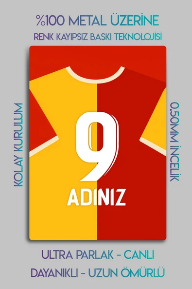 Parlak Metal Levha Üzerine - İsim Yazdırmalı Taraftar Forma, Tüm Takımlar - Resim 2