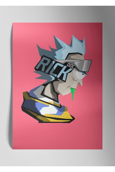 Metal Baskı Parlak Duvar Tablosu - Rick Sanchez