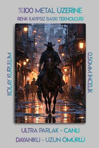 Metal Baskı - RDR2, Red Dead Redemption 2, Kovboy At - Dekoratif Tablo - 2