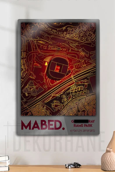 Metal 3D Baskı - Mabed Stadyum Kordinatlı, Sarı Kırmızı Taraftar Tablosu
