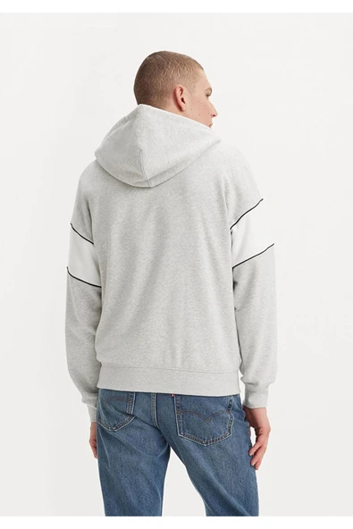 Kapüşon Yaka Gri Erkek Sweatshırt A9433-0000_RLXD GRAPHIC PIECED ZIP - 2