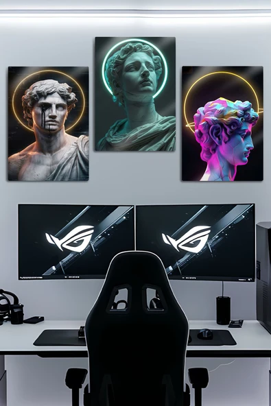 Metal Baskı - 3'lü Yunan Vektörel Tanrı - Dekoratif Tablo