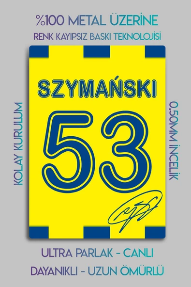 Metal Baskı - İmzalı Szymanski, Sarı Lacivert Taraftar, Dekoratif Tablo - 2