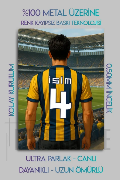 Metal Baskı - Kişiye Özel Taraftar Tablo, Sarı Lacivert, Kişiselleştirebilir Stadyumlu - Resim 3