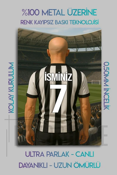 Metal Baskı - Kişiye Özel Taraftar Tablo, Siyah Beyaz, Kara Kartal, Kişiselleştirebilir Kel - Resim 3