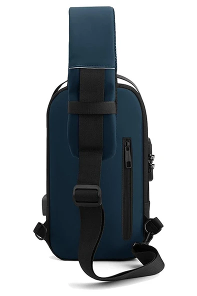 Bellance BLG-50BL Su Geçirmez Şifre Kilidi USB Omuz Göğüs Çantası - Resim 3