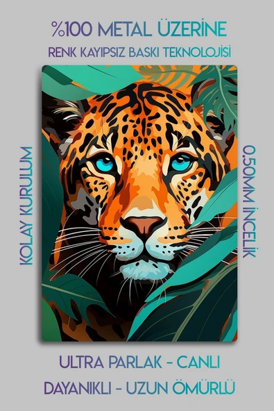 Metal Tablo 3'lü Set, Doğal Hayvanlar, Kuş, Kaplan, Papağan, Egzotik Dekoratif - 3