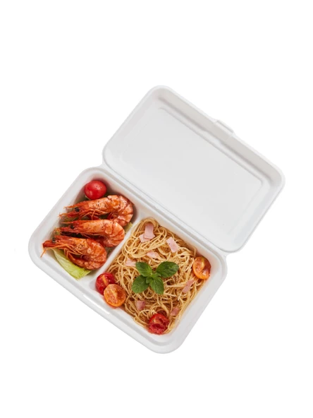 Şeker Kamışından Ekolojik 2 Bölmeli Yemek Kabı - 50 Adet - 4