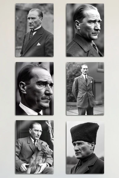 Metal Baskı - Mustafa Kemal Atatürk, 6'lı Dekoratif Tablo - 2