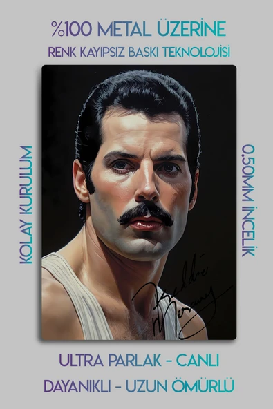 Metal Baskı - İmzalı Freddie Mercury, Queen, Bohemian Rhapsody, Dekoratif Tablo - Resim 2