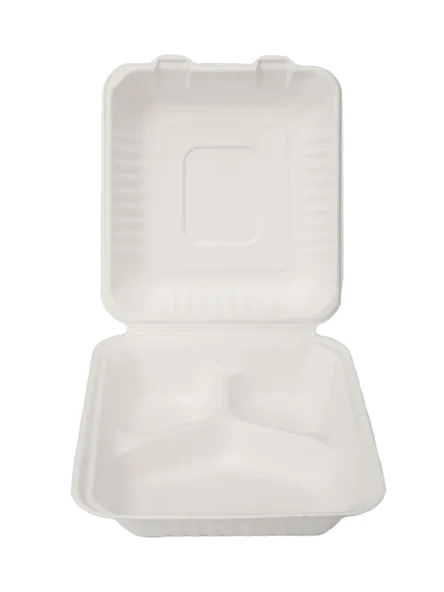 Şeker Kamışından Ekolojik 3 Bölmeli Yemek Kabı - 50 Adet - 2