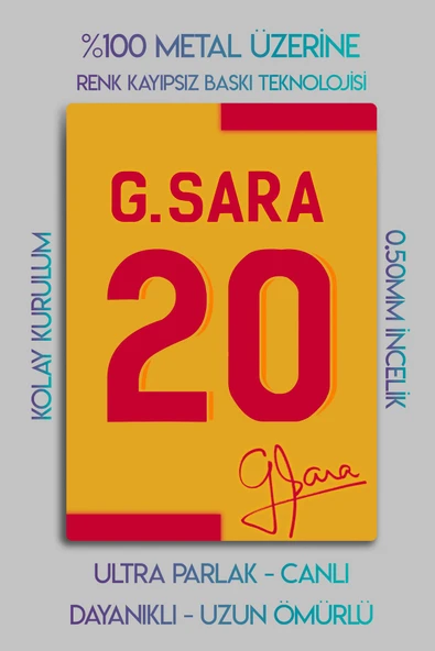 Metal Baskı - İmzalı G.Sara, Sarı Kırmızı Taraftar, Dekoratif Tablo - 2