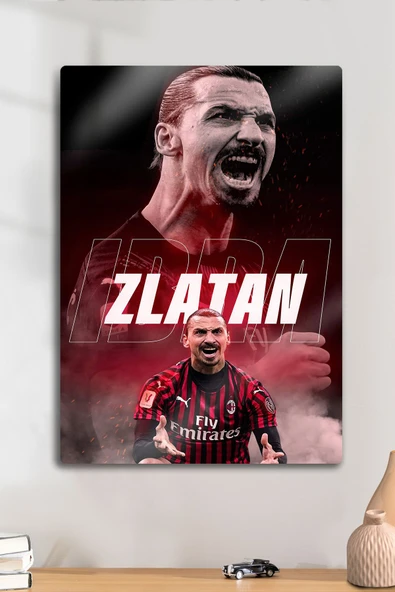 Metal Baskı, Zlatan İbrahimoviç Milan - Parlak Dekoratif Sporcu Duvar Tablosu