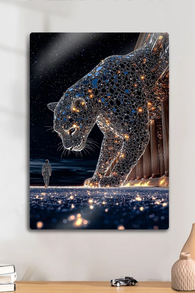 Metal Baskı - Luxury Panter Pırlanta 3D Görünüm, Dekoratif Duvar Tablosu